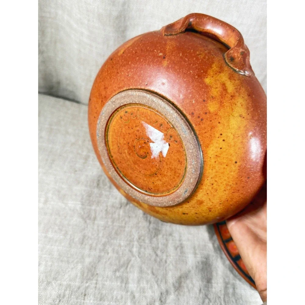 Vintage Studio Pottery Covered Casserole Dish Hand Thrown Stoneware MCM